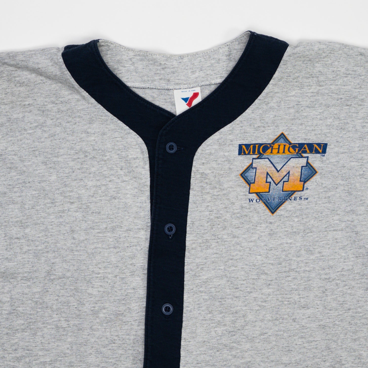 Vintage 90s Grey Michigan Wolverines Cotton Baseball Jersey (M/L) | Rebalance Vintage.