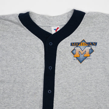 Vintage 90s Grey Michigan Wolverines Cotton Baseball Jersey (M/L) | Rebalance Vintage.