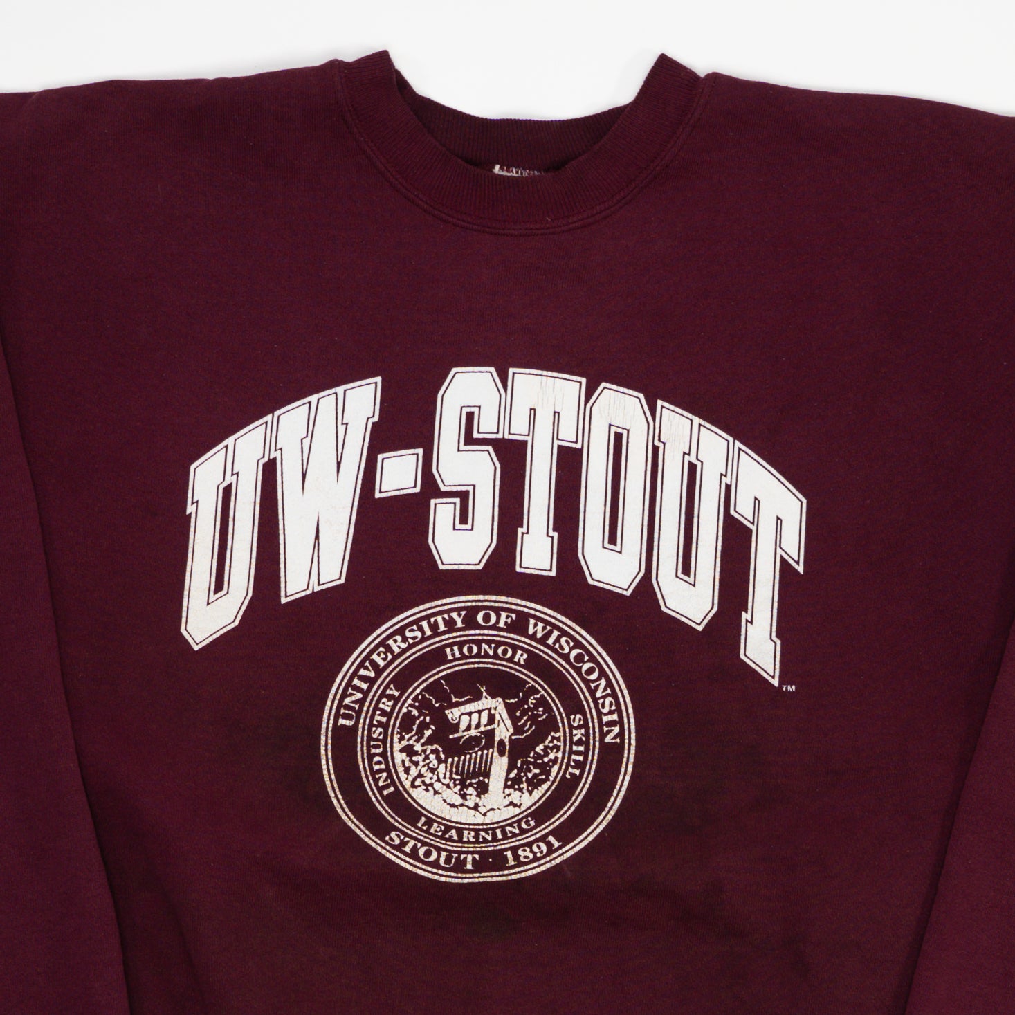 Vintage Maroon University of Wisconsin-Stout  x Champion Crewneck | Rebalance Vintage.