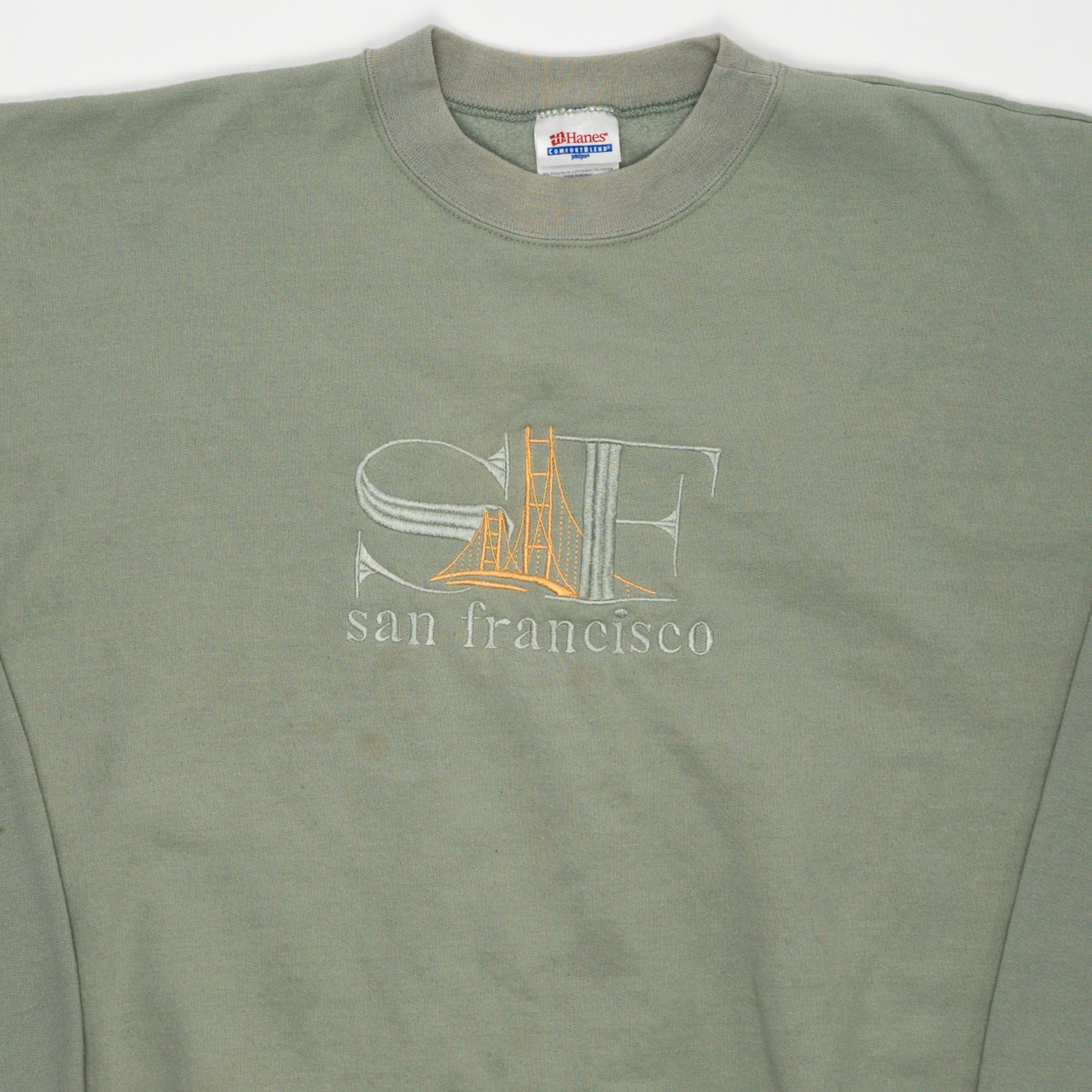 Vintage Mint Green San Fransico Golden Gate Bridge Crewneck (XL) | Rebalance Vintage.