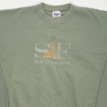 Vintage Mint Green San Fransico Golden Gate Bridge Crewneck (XL) | Rebalance Vintage.