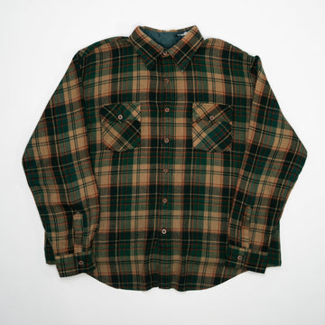 Vintage 80s J C Penny Green + Beige Wool Plaid Button Up (XL) | Rebalance Vintage.