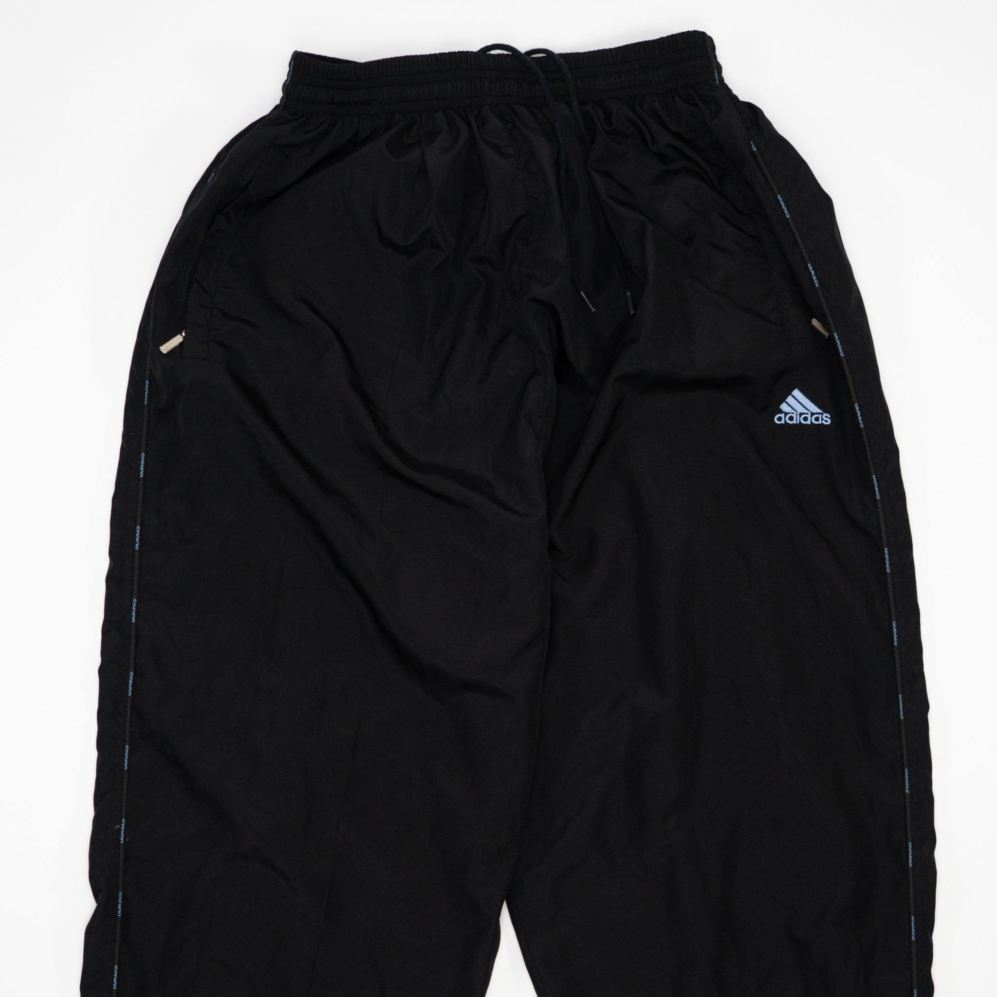 Vintage Black + Blue Adidas Windbreaker Pants (L/XL)