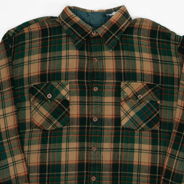 Vintage 80s J C Penny Green + Beige Wool Plaid Button Up (XL) | Rebalance Vintage.