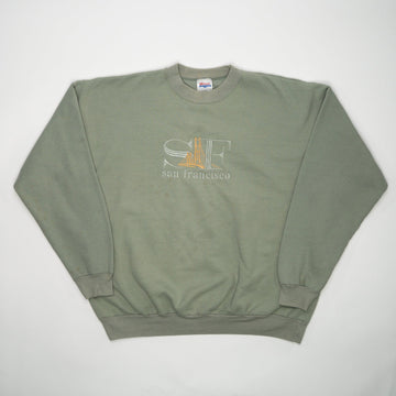Vintage Mint Green San Fransico Golden Gate Bridge Crewneck (XL) | Rebalance Vintage.