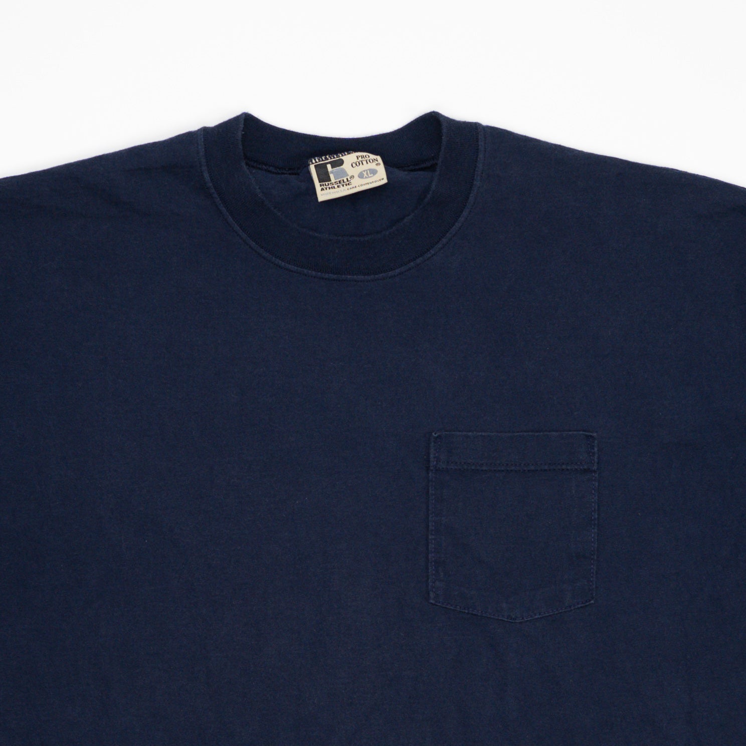 Vintage 90s Navy Russell Athletics Pocket Tee (L/XL) | Rebalance Vintage.