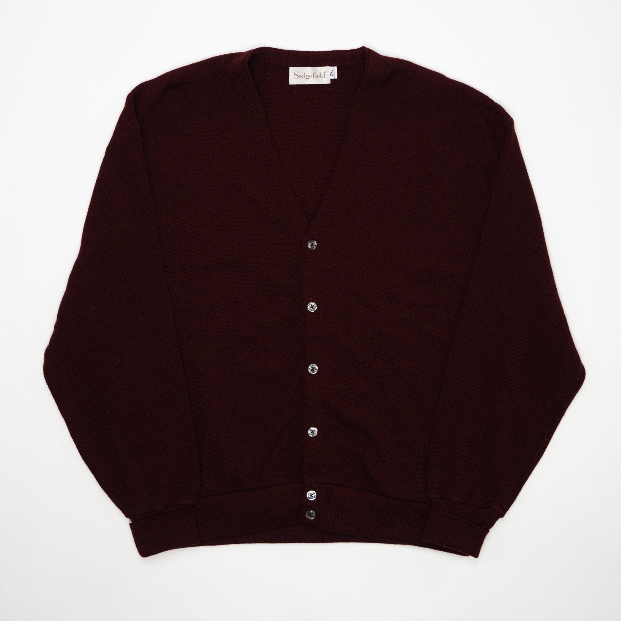 VIntage 90s Maroon Sedgefield Knit Cardigan | Rebalance Vintage.