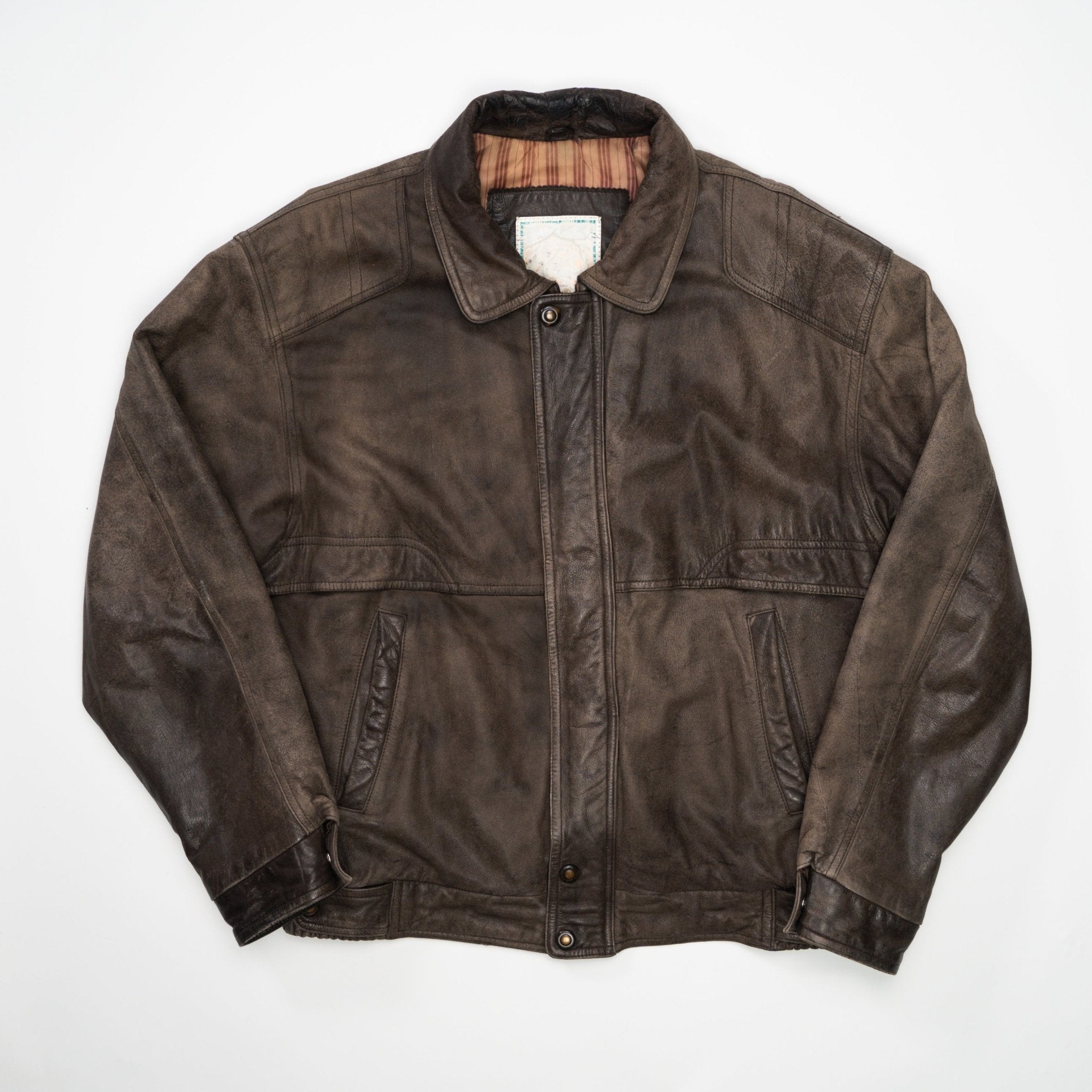 Vintage 80s Brown Sun Kissed Leather Bomber (L)