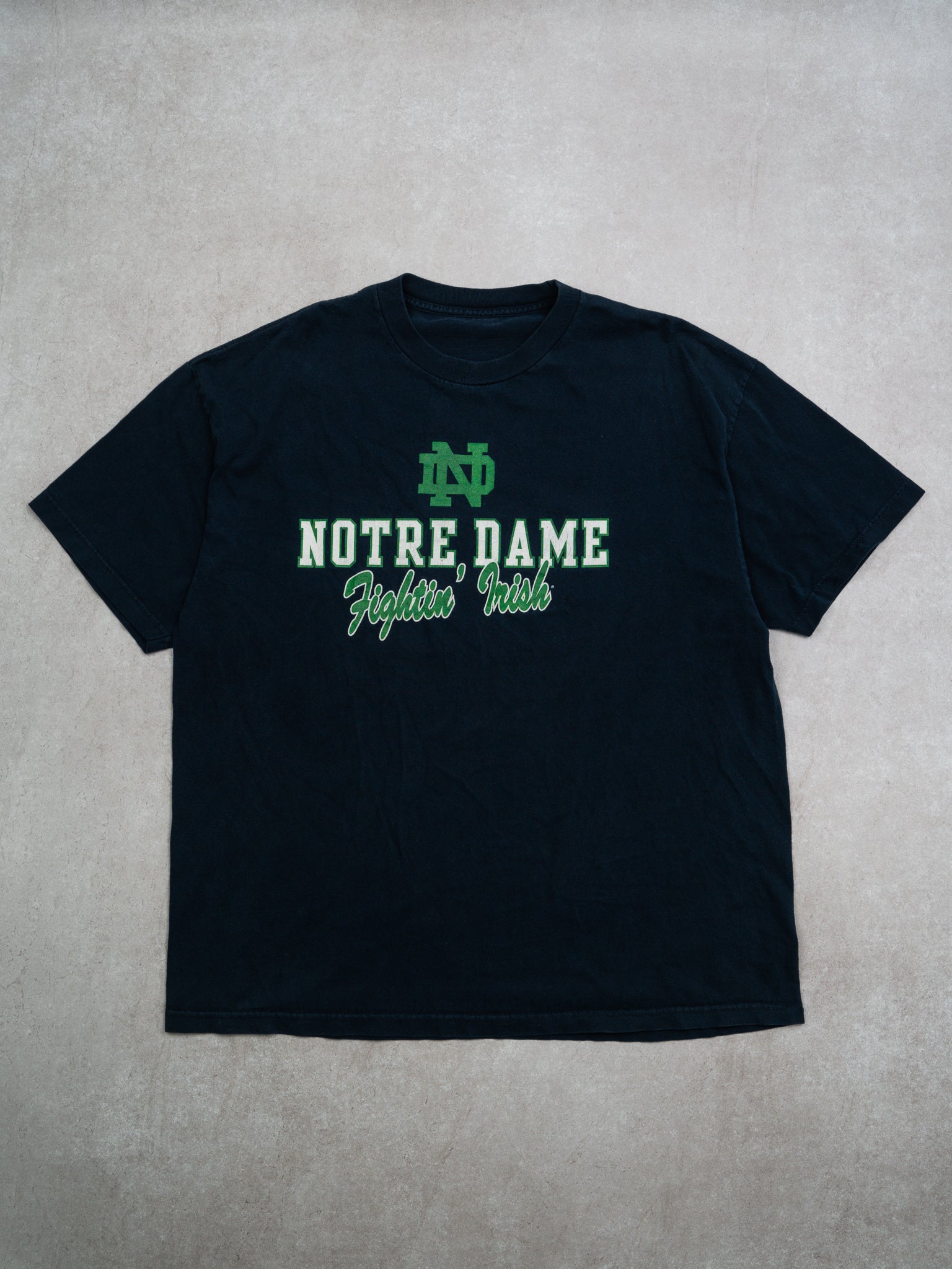 Vintage Navy + Green Notre Dame Fightin' Irish Tee (XL)