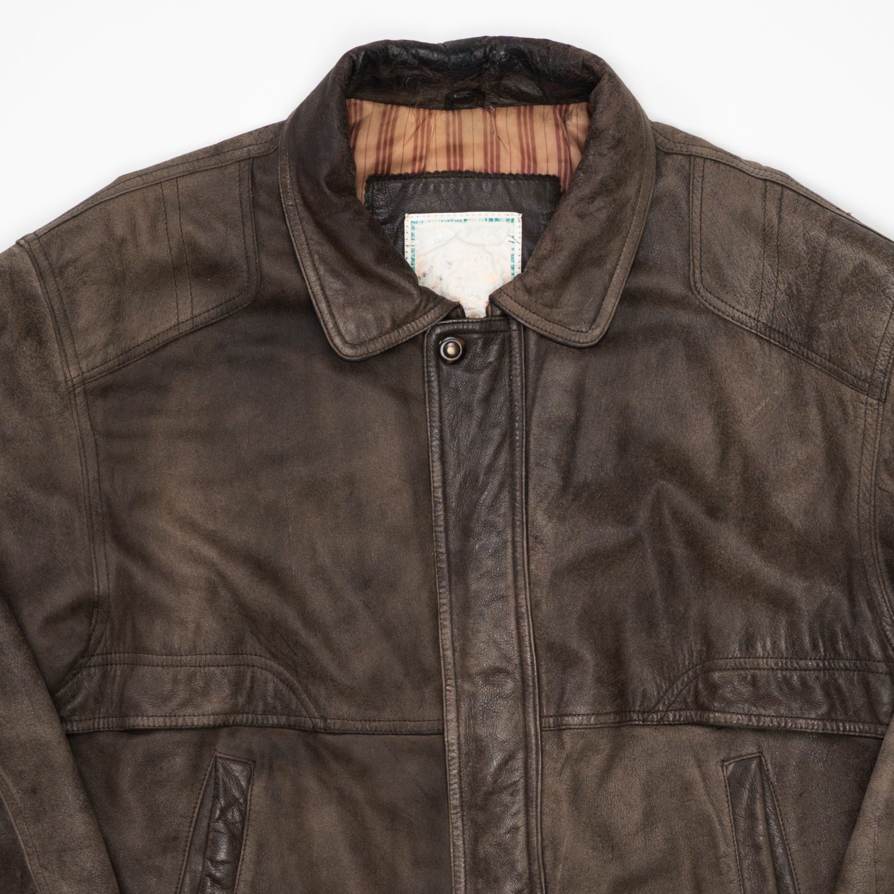 Vintage 80s Brown Sun Kissed Leather Bomber (L)