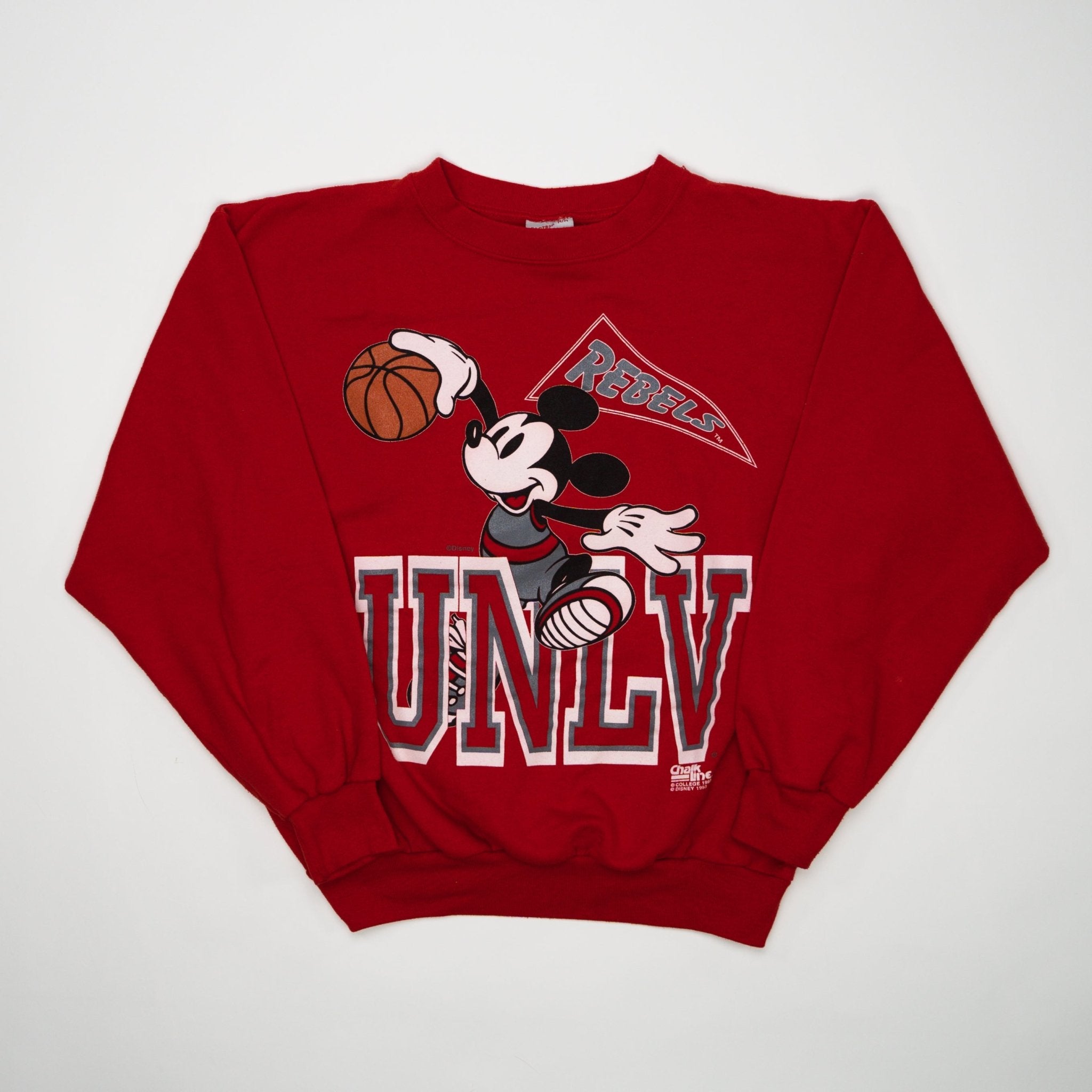 Vintage RARE '93 Red Mickey Mouse UNLV Basketball Crewneck (M) | Rebalance Vintage.