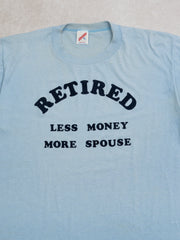 Vintage 90s Baby Blue Retired 'Less Money More Spouse' Tee (M)