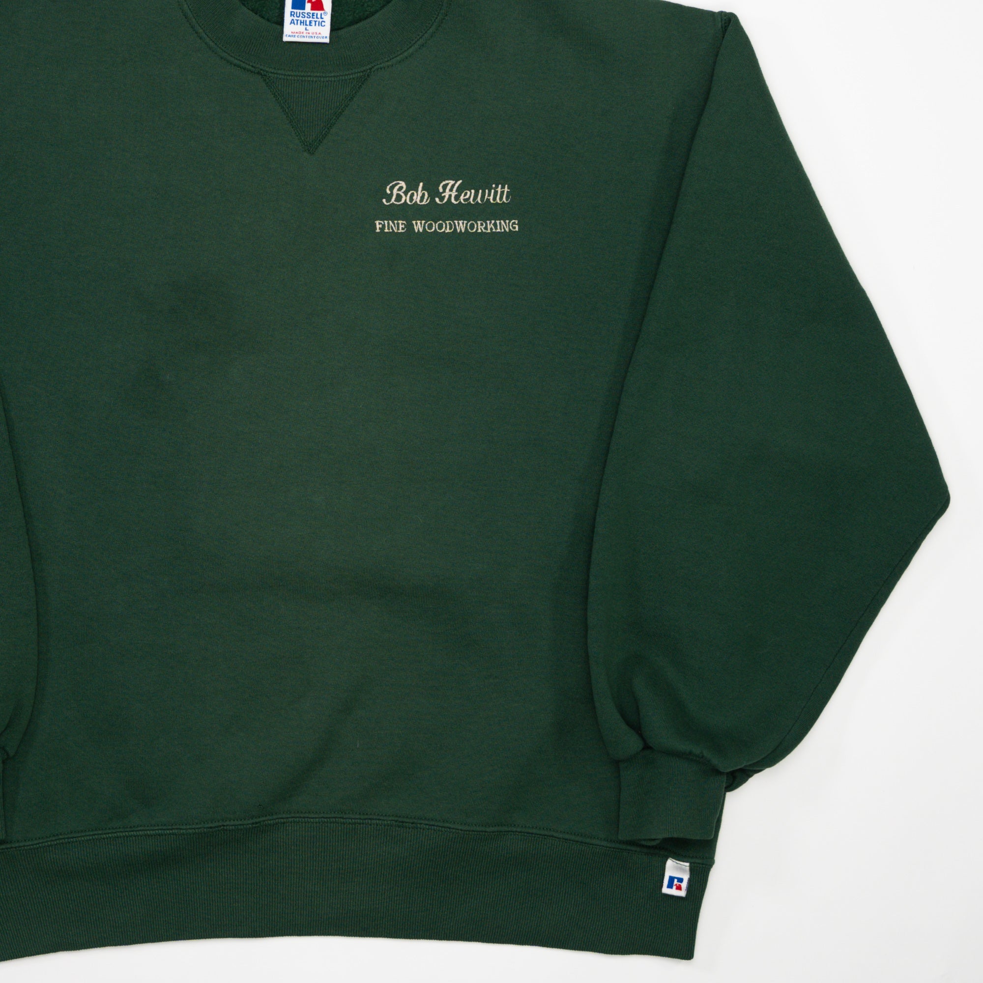 Vintage 90s Green Hewitt Fine Woodworking x Russell Athletics Blank Crewneck (M)