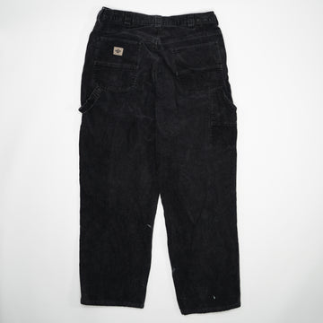 Vintage 80s Dark Grey Lee Dunagree Corduroy Cargo Pants (34 x 32) | Rebalance Vintage.