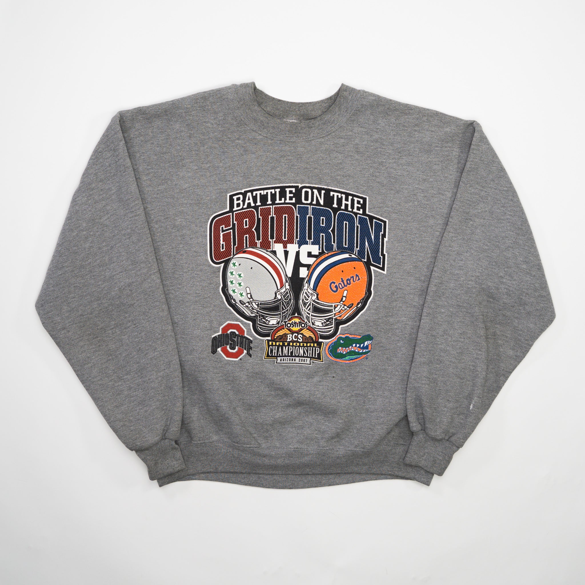 Vintage 00s Grey Battle of the Grid Iron Crewneck (M)