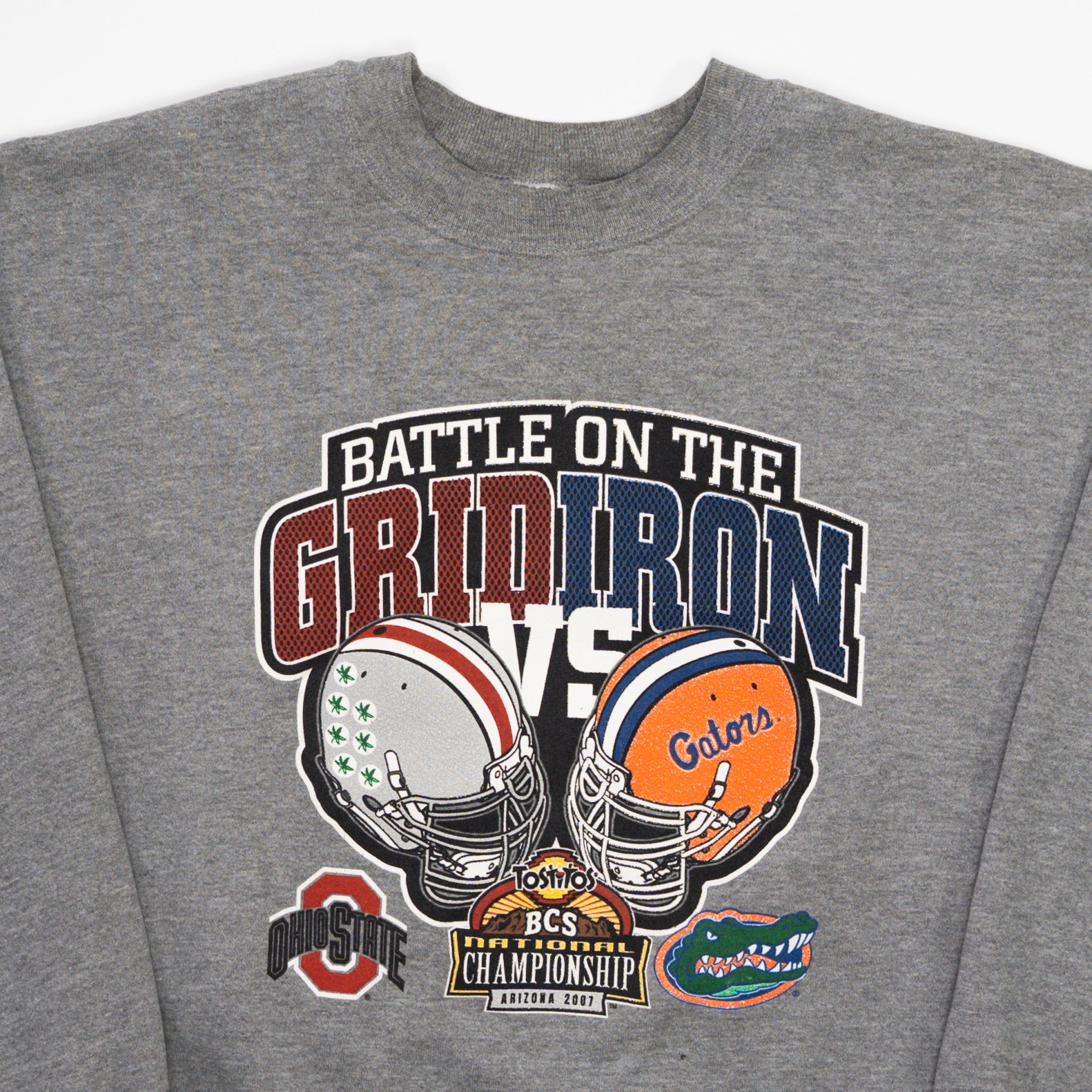 Vintage 00s Grey Battle of the Grid Iron Crewneck (M)
