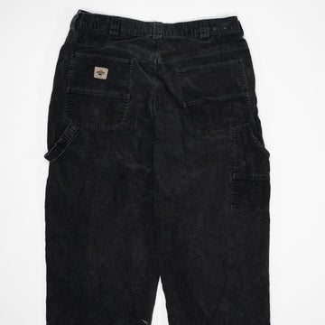 Vintage 80s Dark Grey Lee Dunagree Corduroy Cargo Pants (34 x 32) | Rebalance Vintage.