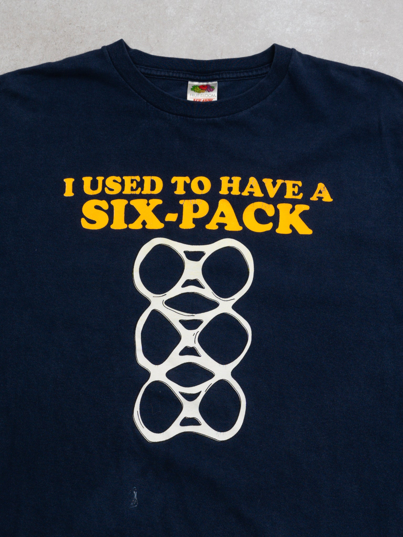 Vintage 90s Blue 'I Used To Have A Six Pack' Tee (L)