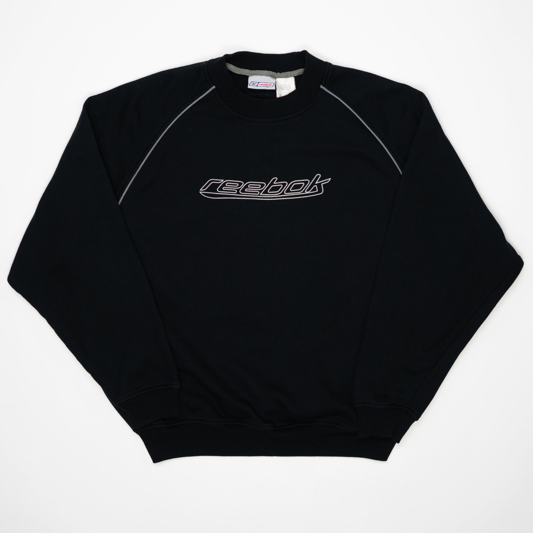 Vintage Black Reebok Spell Out Crewneck (L) | Rebalance Vintage.