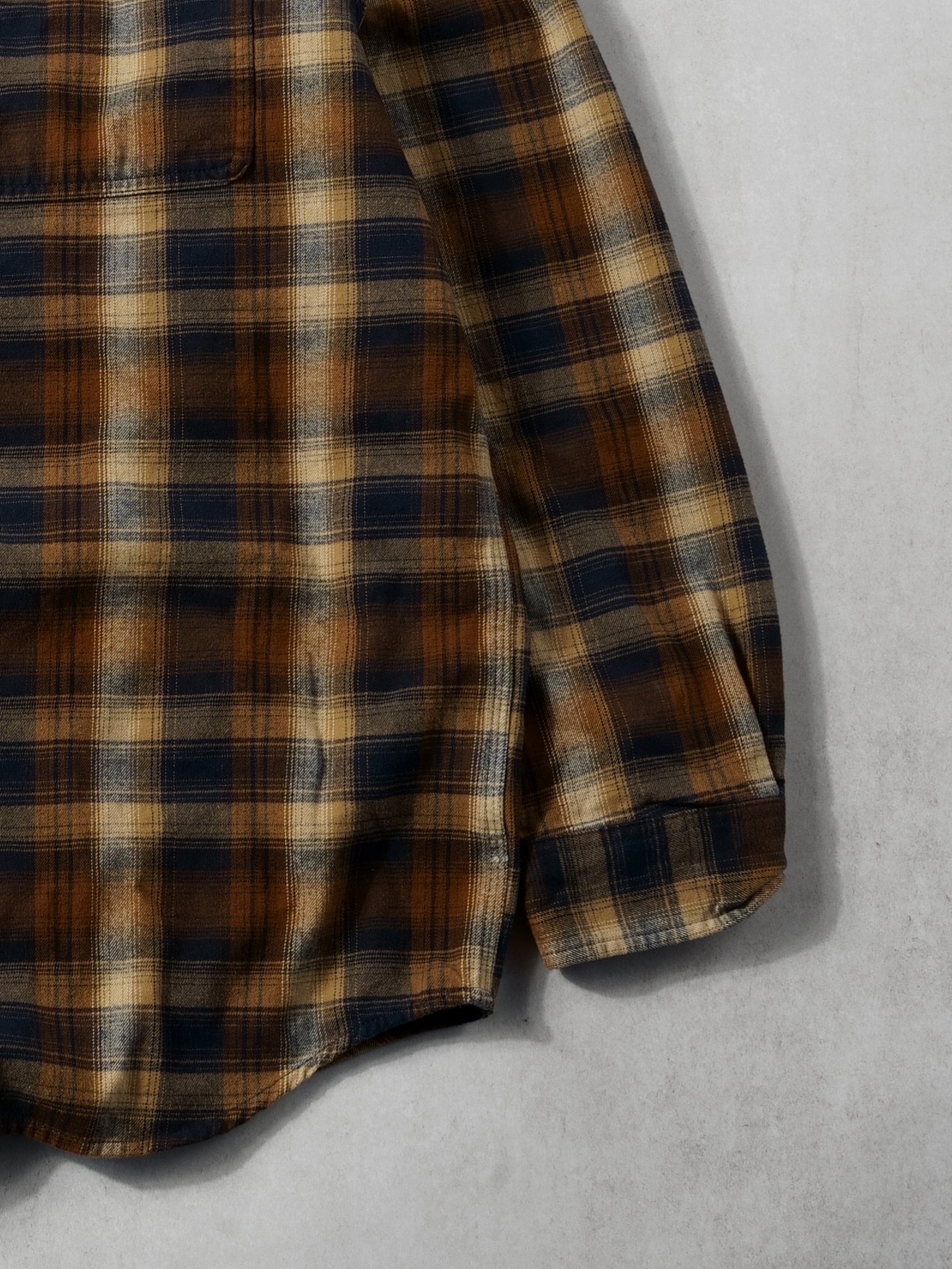 Vintage Y2K Brown, Navy and White Cahartt Plaid Flannel (L)
