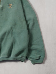 VIntage 90s Washed Green Mackinaw 1/4 Crewneck (L)