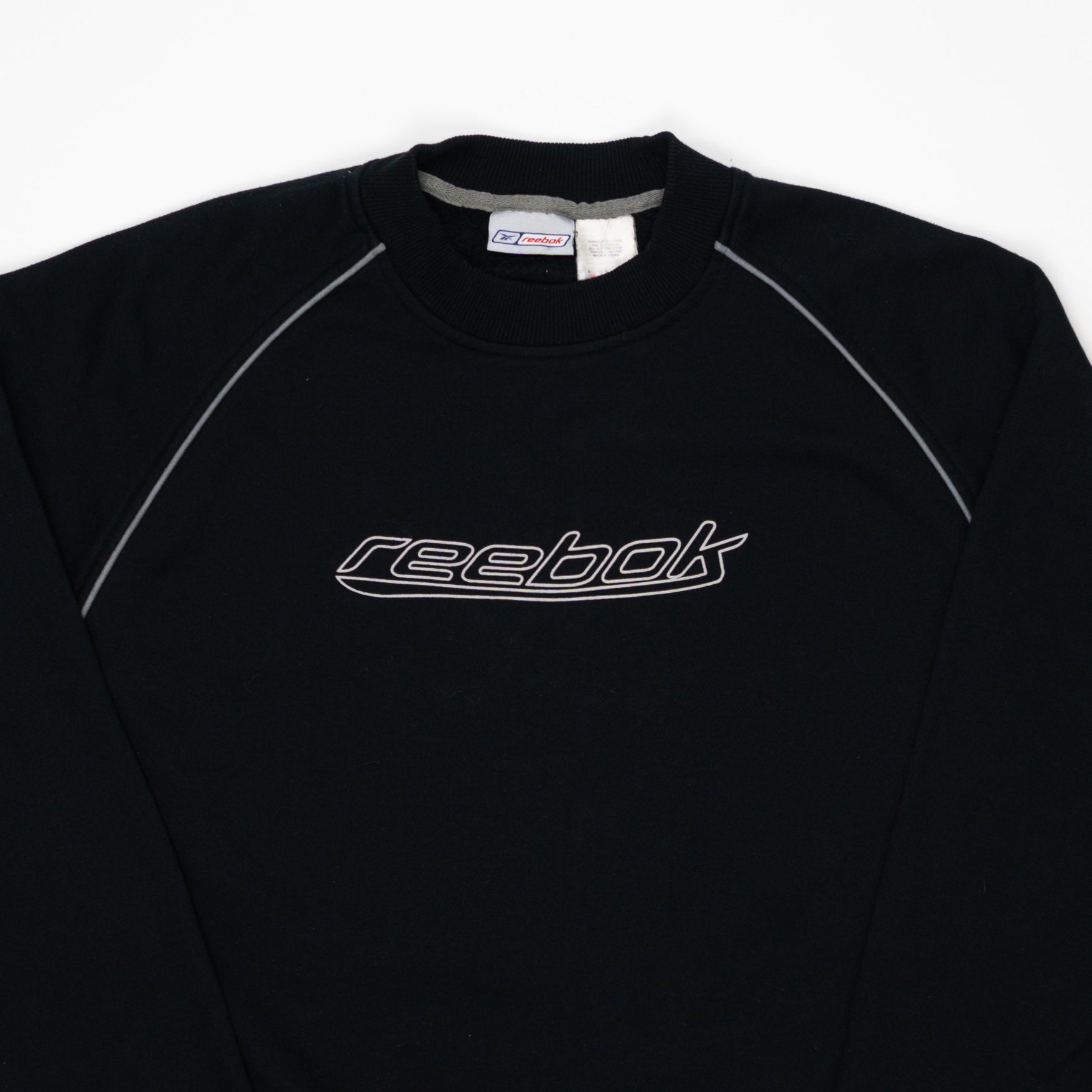 Vintage Black Reebok Spell Out Crewneck (L) | Rebalance Vintage.