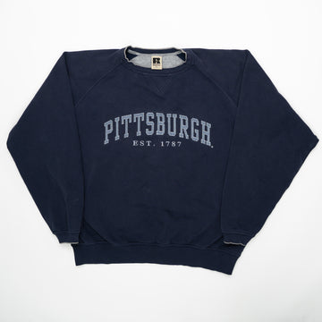 Vintage Navy Pittsburgh x Russell Athletic Crewneck (XL) | Rebalance Vintage.