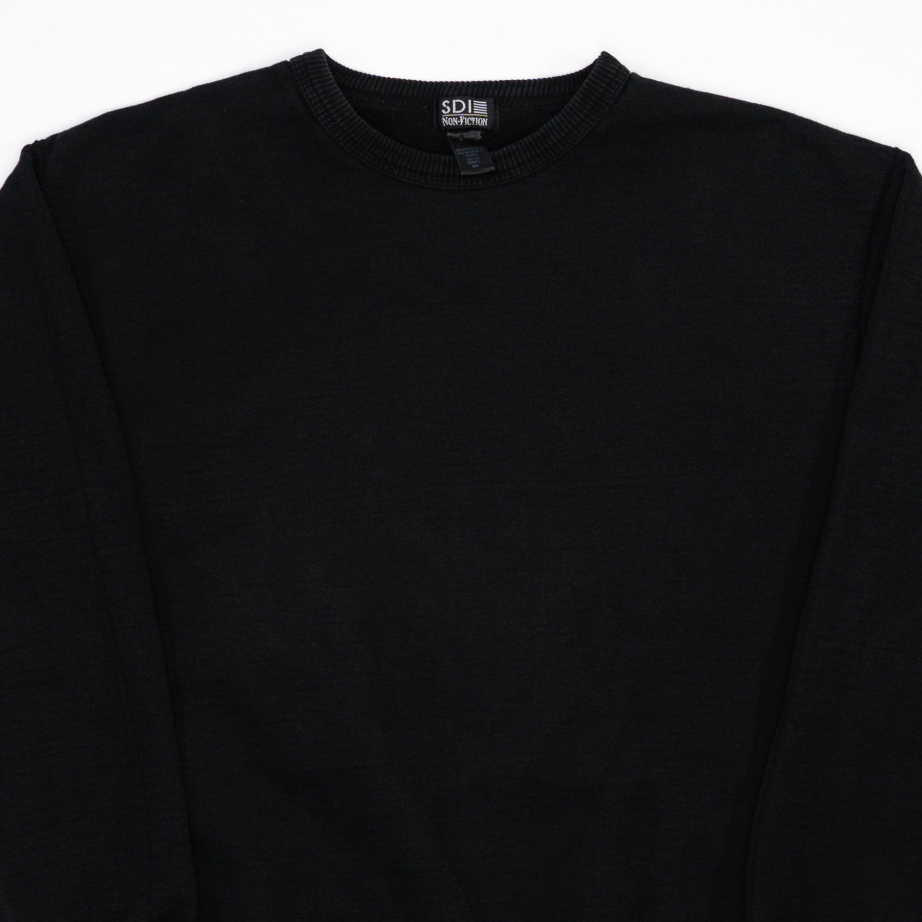 Vintage 90s Washed Black Non Fiction Blank Crewneck (L)