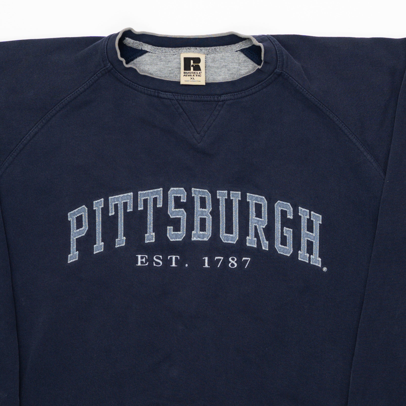 Vintage Navy Pittsburgh x Russell Athletic Crewneck (XL) | Rebalance Vintage.
