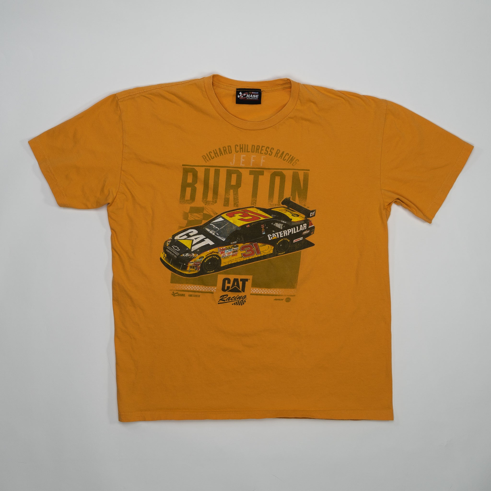 Vintage Yellow Jeff Burton CAT Racing Shirt (M) | Rebalance Vintage.