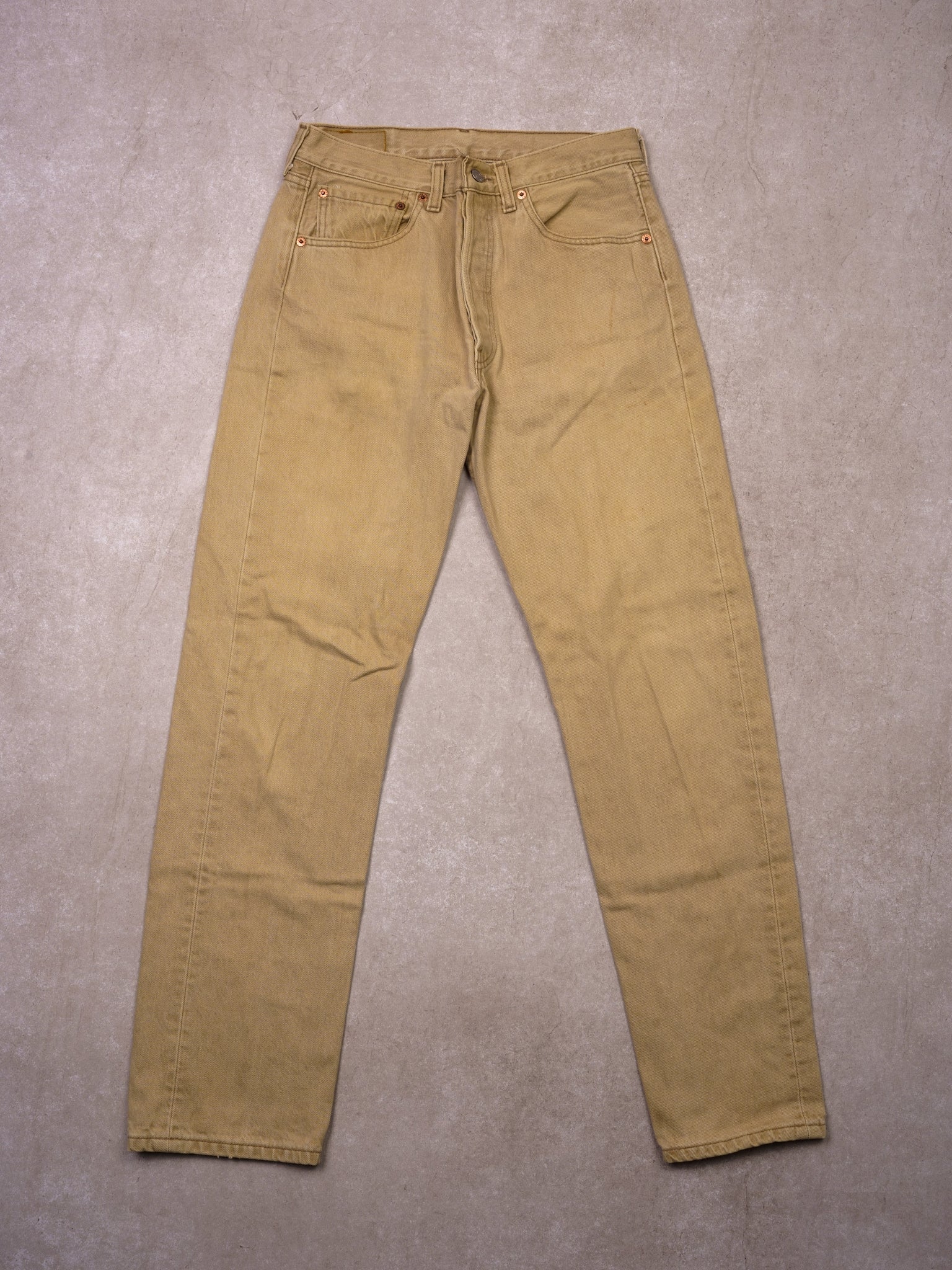 Vintage 90s Biege Levi's 501 Denim Jeans (30x31)