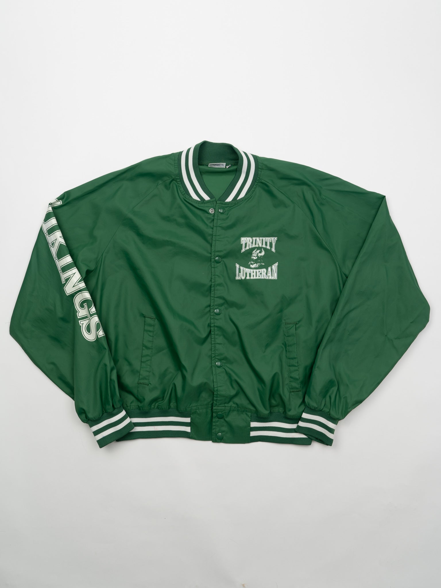 Vintage 80s Green Trinity Lutheran Vikings Windbreaker Bomber (XL)