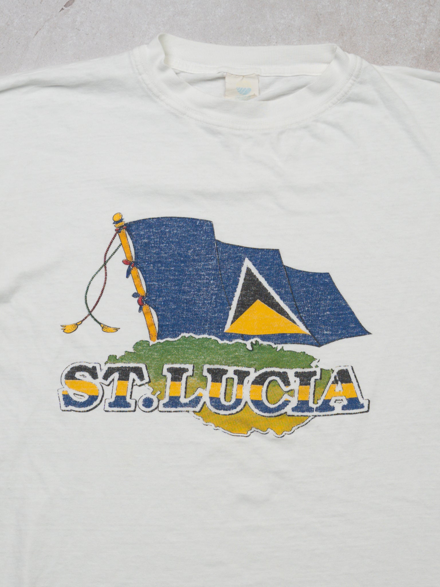 Vintage 90s White St Lucia Boxy Tee (M)