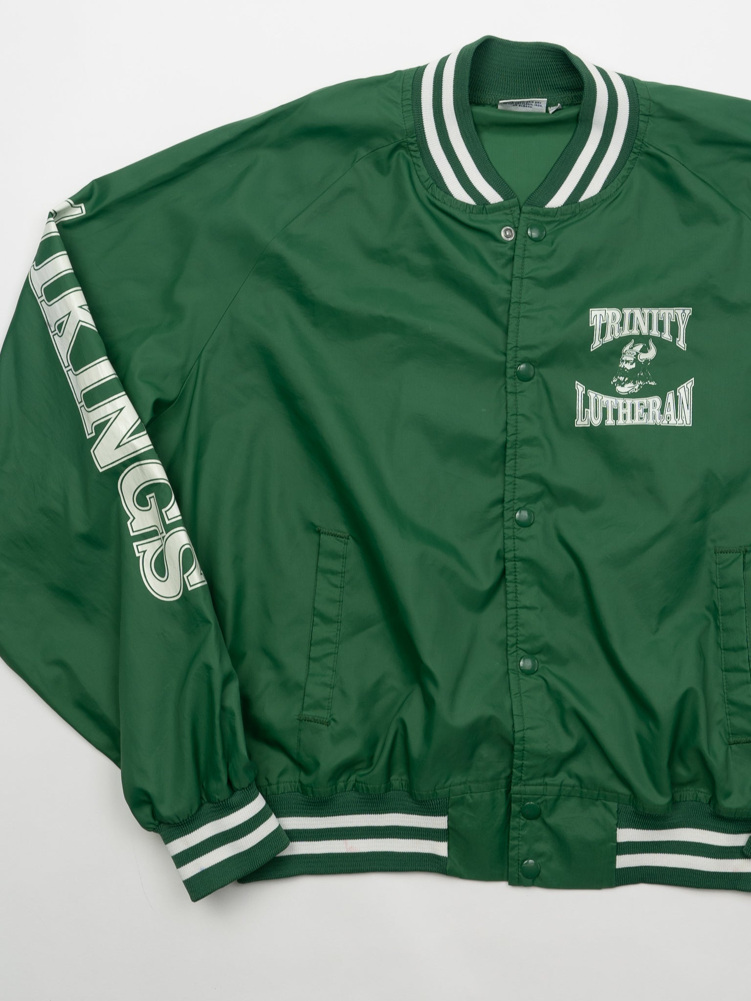 Vintage 80s Green Trinity Lutheran Vikings Windbreaker Bomber (XL)