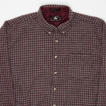 Vintage 80s Red + Beige Wool Checkered Button Up (L) | Rebalance Vintage.