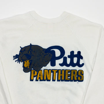 Vintage '88 White PITT Panthers Double Sided Crewneck (M) | Rebalance Vintage.