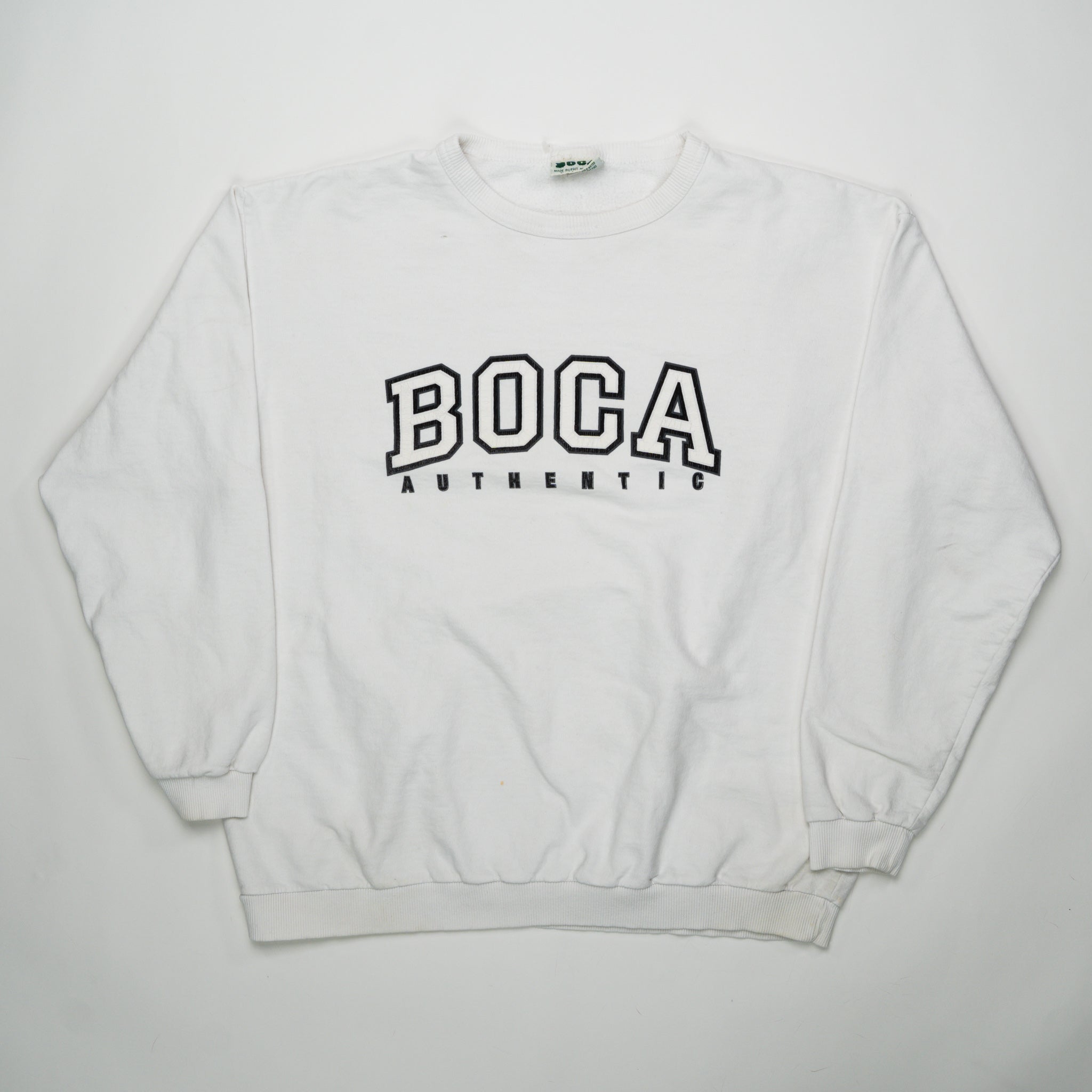 Vintage 90s White BOCA Authentic Crewneck (XL) | Rebalance Vintage.