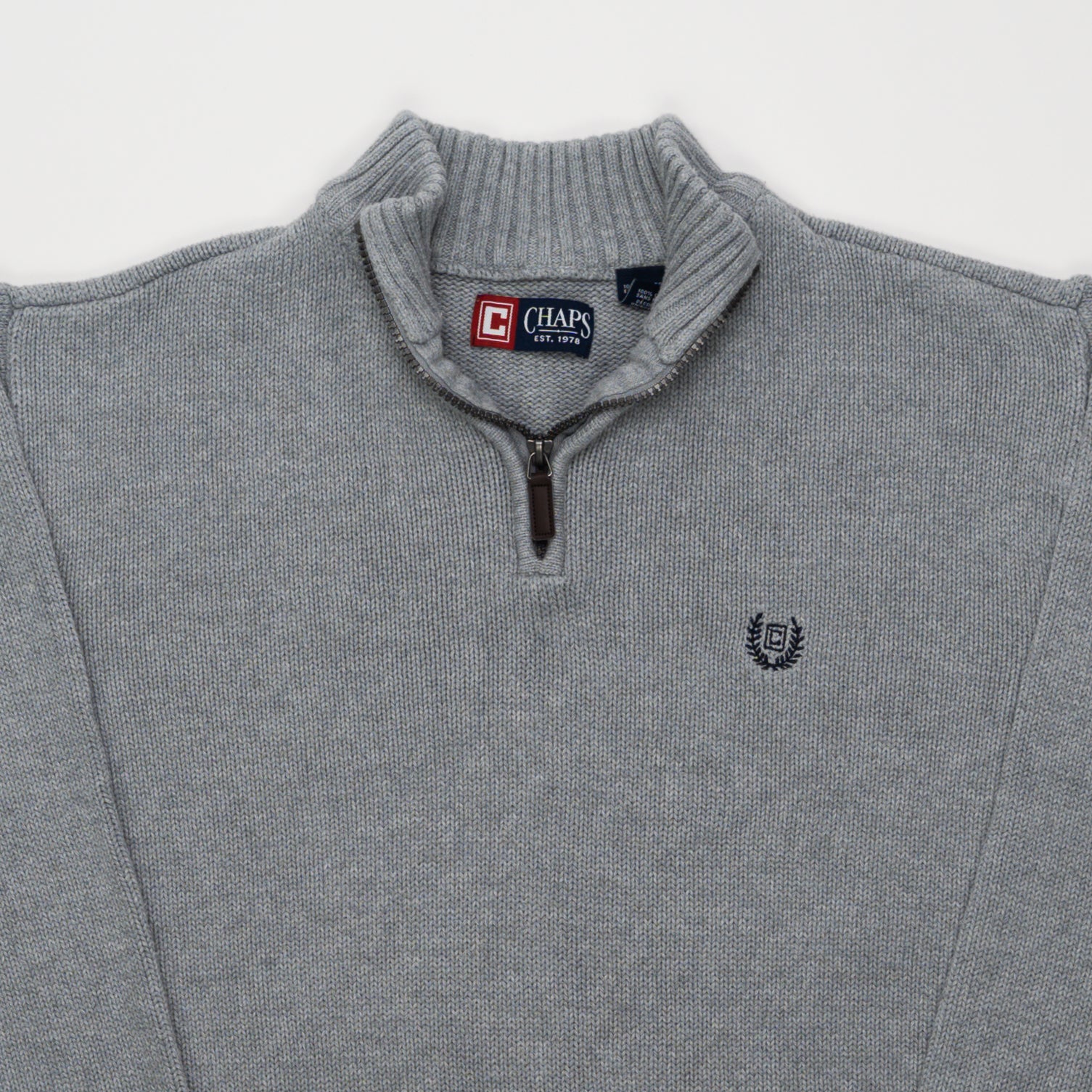 Vintage Grey Chaps Knit 1/4 Zip Sweater (L) | Rebalance Vintage.