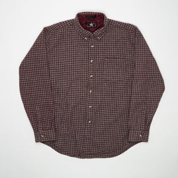 Vintage 80s Red + Beige Wool Checkered Button Up (L) | Rebalance Vintage.