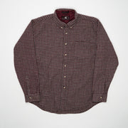 Vintage 80s Red + Beige Wool Checkered Button Up (L)