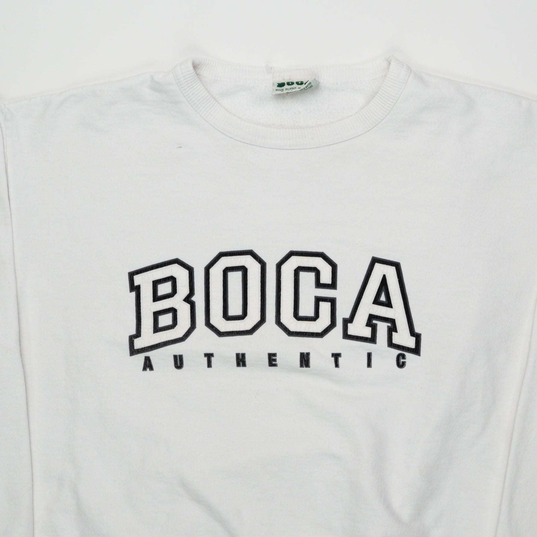 Vintage 90s White BOCA Authentic Crewneck (XL) | Rebalance Vintage.