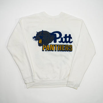 Vintage '88 White PITT Panthers Double Sided Crewneck (M) | Rebalance Vintage.