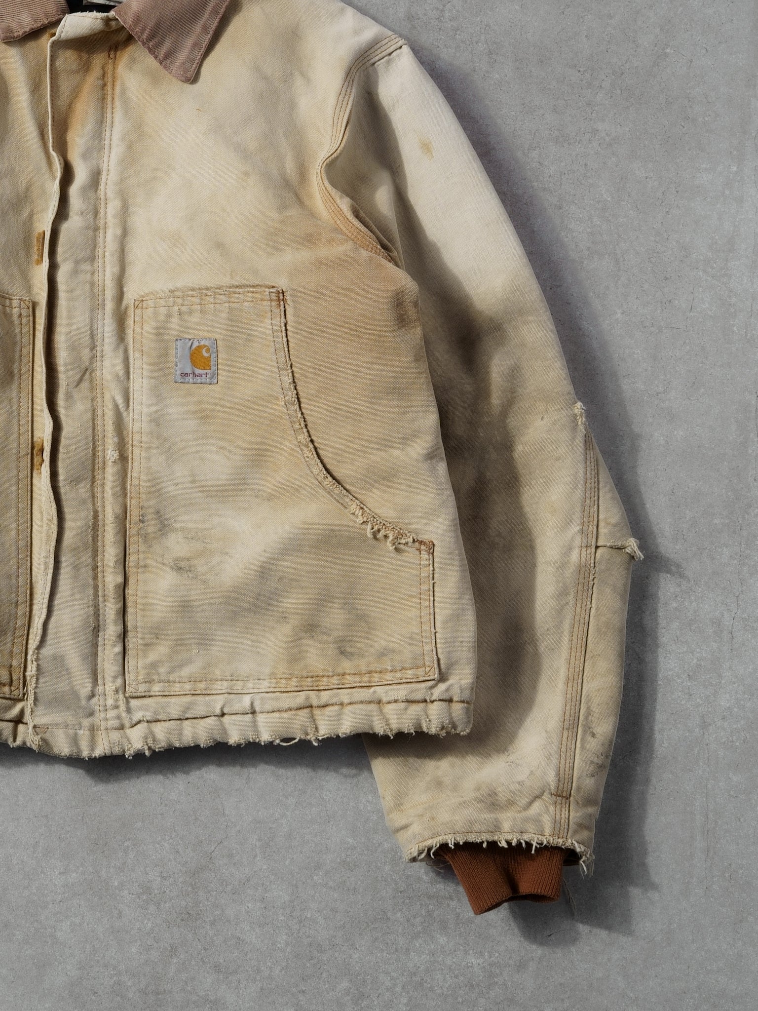 Vintage 90s Beige Carhartt Collared Workwear Jacket (L)