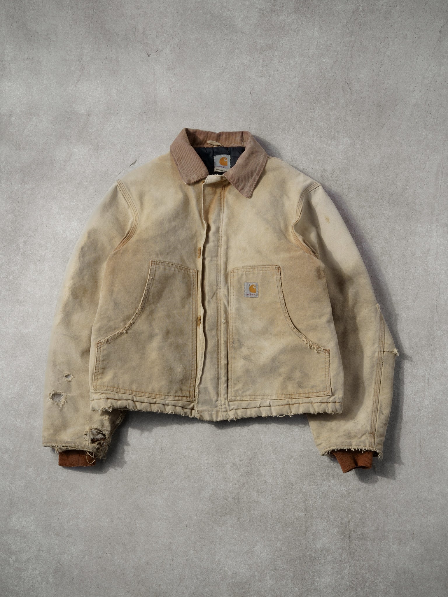 Vintage 90s Beige Carhartt Collared Workwear Jacket (L)