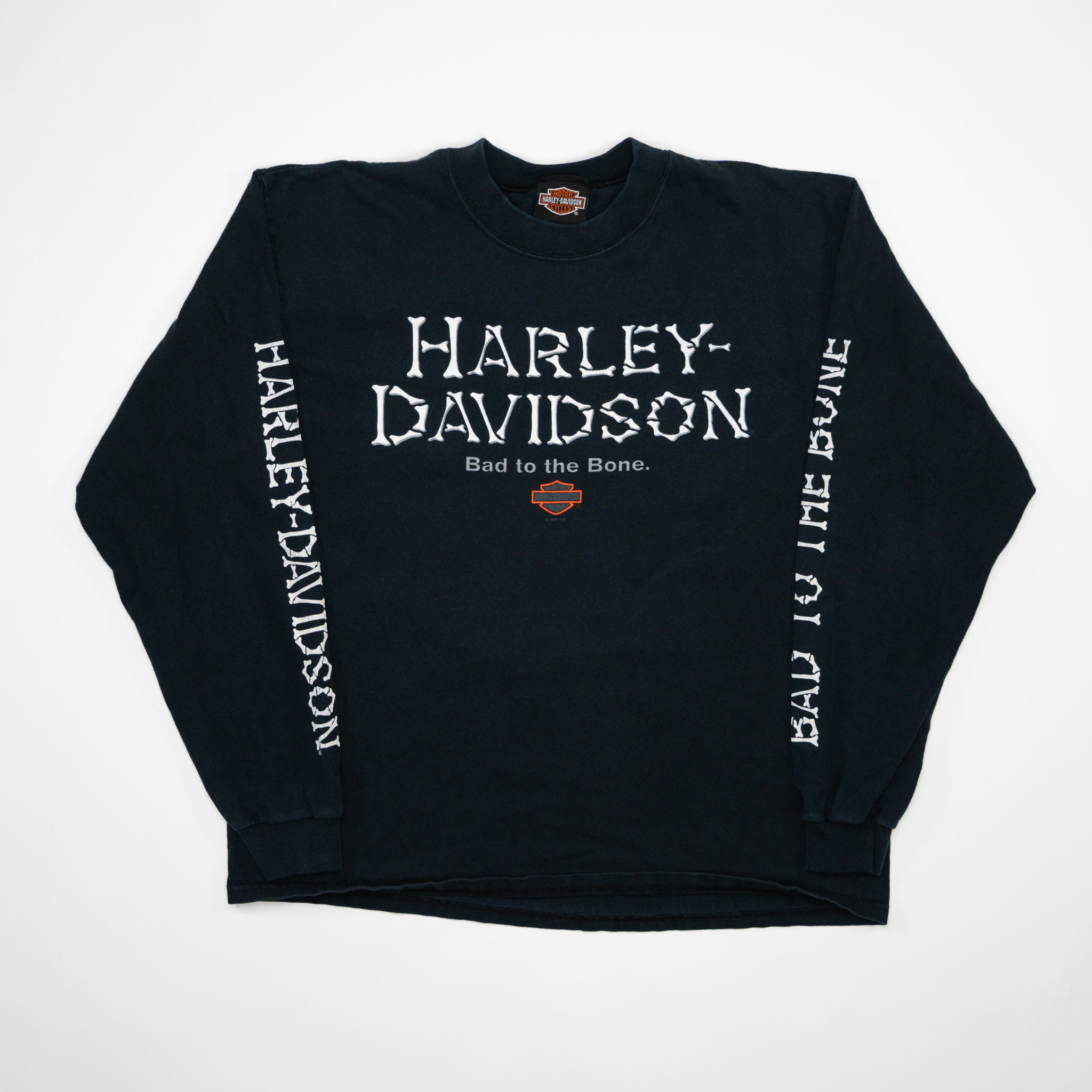 Vintage '98 Black Harley Davidson Bad to the Bone Long Sleeve (M)