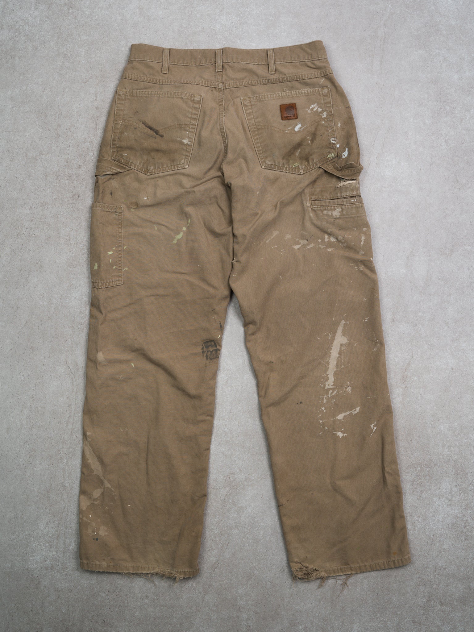 Vintage 90s Beige Carhartt Paint Splashed Pants (32 x 31)