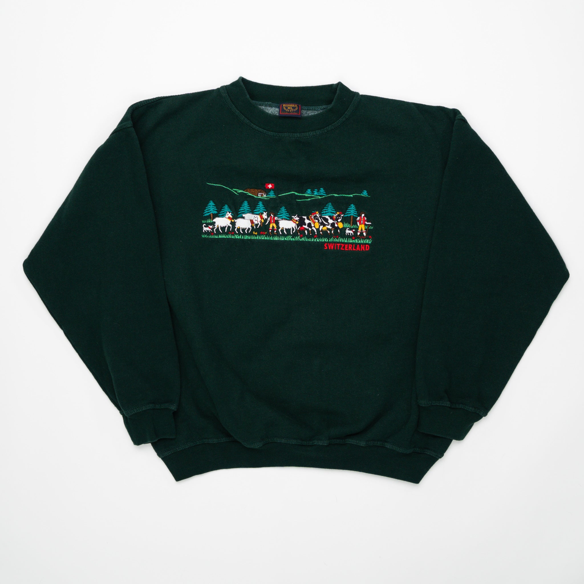Vintage Green Switzerland Farm Crewneck (M) | Rebalance Vintage.