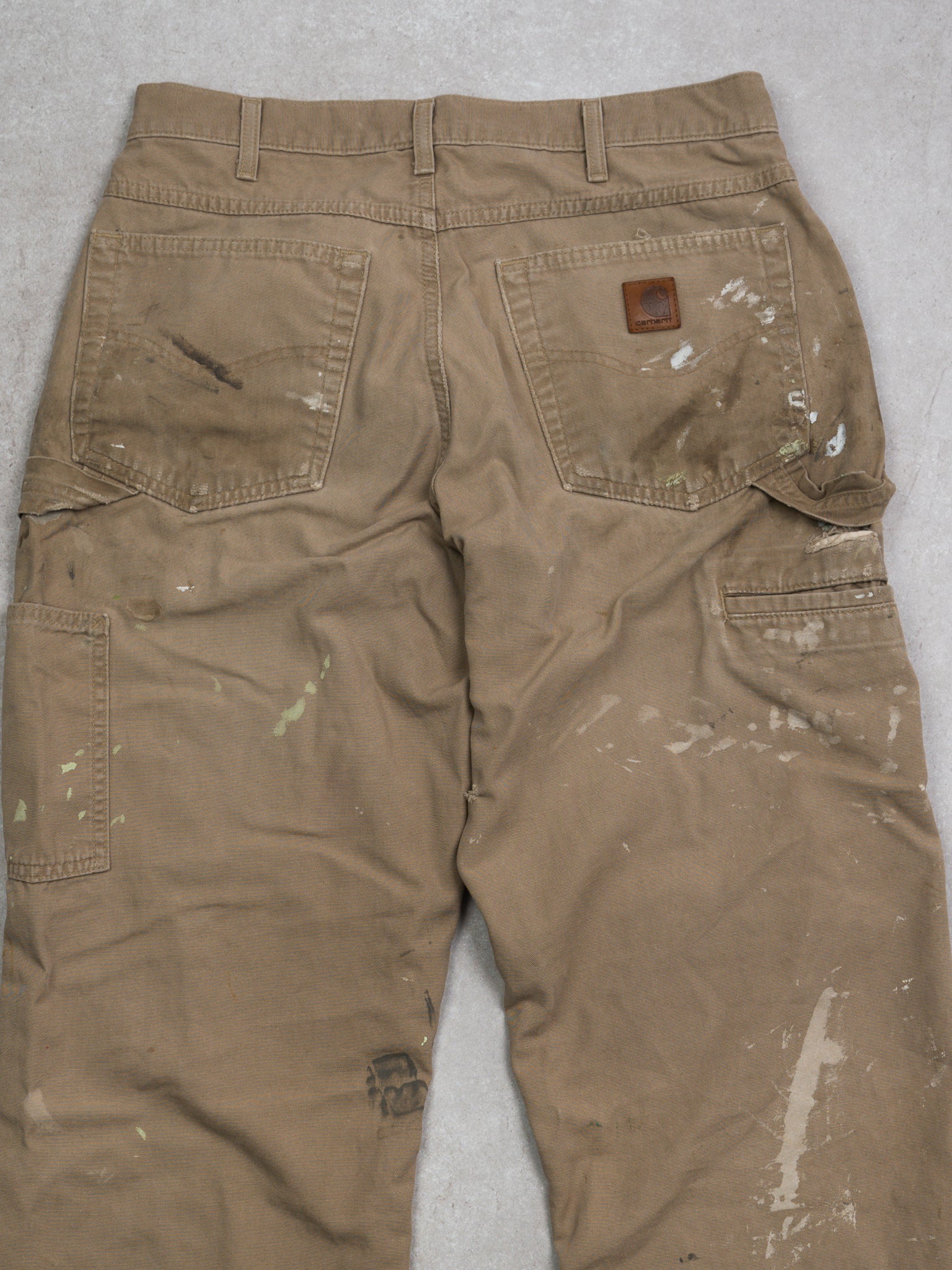 Vintage 90s Beige Carhartt Paint Splashed Pants (32 x 31)