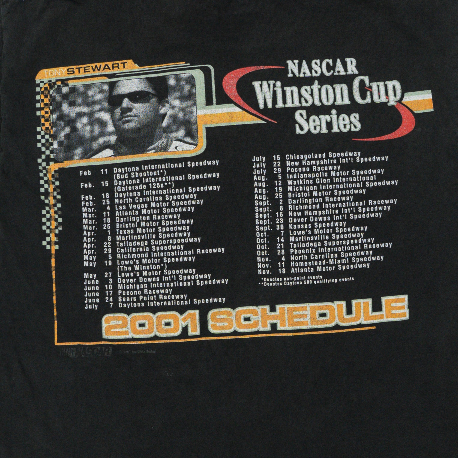 Vintage '01 Rugged Tony Stewart Winston Cup Series NASCAR Tee (M) | Rebalance Vintage.