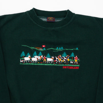 Vintage Green Switzerland Farm Crewneck (M) | Rebalance Vintage.